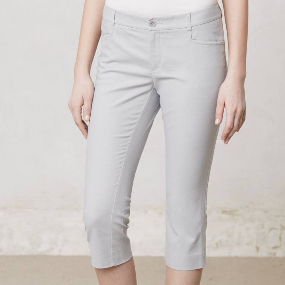 Anthropologie Twill Charlie Crops CLASSIC Cropped Gray Pants By Cartonnier NWT